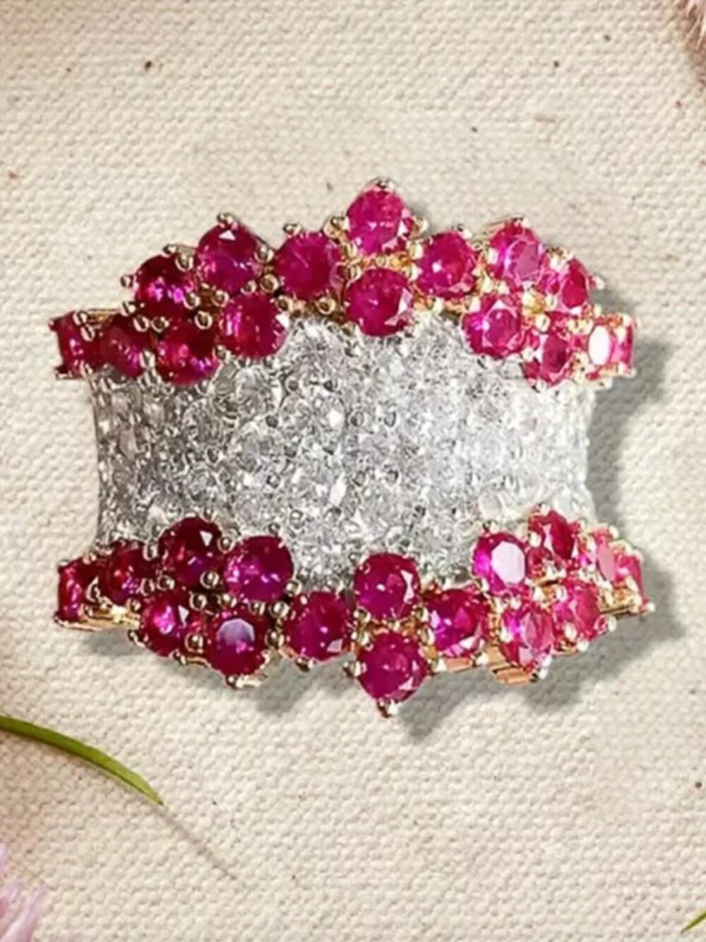 NEW 18k Yellow Gold Ruby Ring Diamond Ring Band